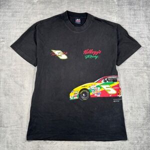 Terry Labonte Shirt Mens Large Black Vintage Y2K Kelloggs Racing Wrap Around